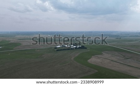 Drone shot, aerial view of a farm land in Omaha, Nebraska, USA
