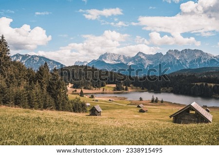 Lake Geroldsee, also Wagenbruchsee, With cabins Bavaria, Germany, Europe Royalty-Free Stock Photo #2338915495