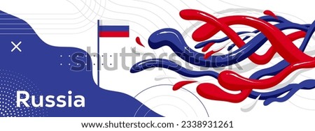 Russia flag and abstract liquid illustration, russian celebration template banner. National poster for sport team