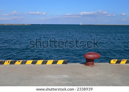 embankment background in the sea port