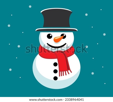 Snowman flat vector icon.Snowman with a red scarf .Cute snowman christmas character icon Royalty-Free Stock Photo #2338964041