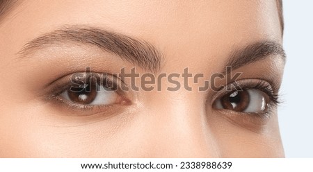 Beautiful eyes of a woman with make-up close-up.  makeup and healthy clean skin. Professional makeup concept Royalty-Free Stock Photo #2338988639