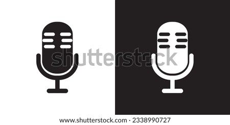 Podcast icon. Studio microphone broadcast podcast icon vector. Microphone icon flat vector illustration isolated on white background.