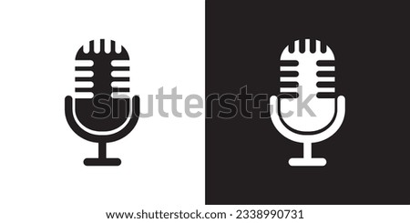 Podcast or Radio Logo design using Microphone icon, Microphone icon in a fashionable flat style is isolated against the background. Podcast radio icon. Studio microphone broadcast podcast icon vector.