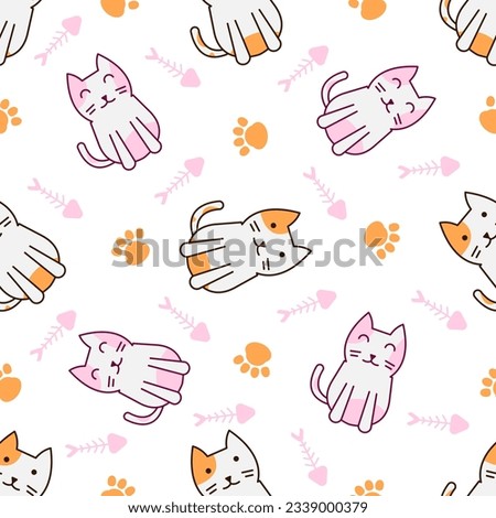 Cute cat abstract seamless pattern, cute cat pattern design for print