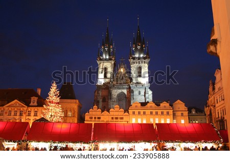 Christmas fair on Staromestske Square in Prague Royalty-Free Stock Photo #233905888