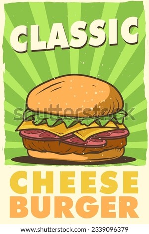 classic cheeseburger poster design for print