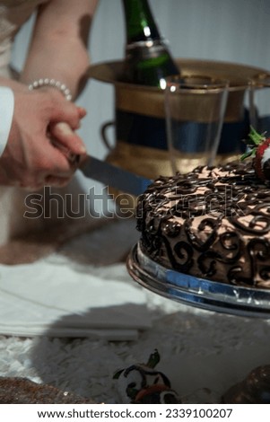 Chocolate grooms cake at a wedding.