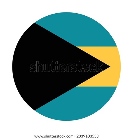 The flag of the Bahamas. Flag icon. Standard color. Circle icon flag. Computer illustration. Digital illustration. Vector illustration.