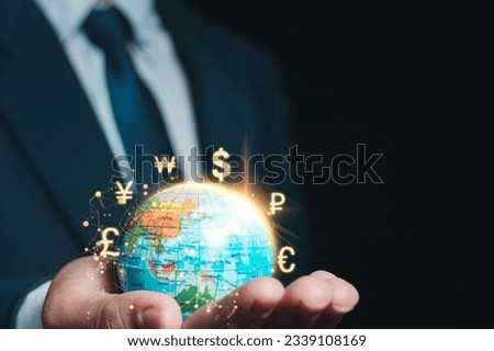 Foreign currency exchange concept, Online central bank, Money transfer, money transaction, global currency network.