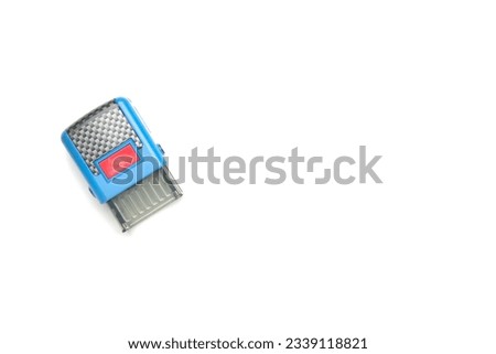 A picture of stamp pad on isolated copyspace white background. Easy approve concept.