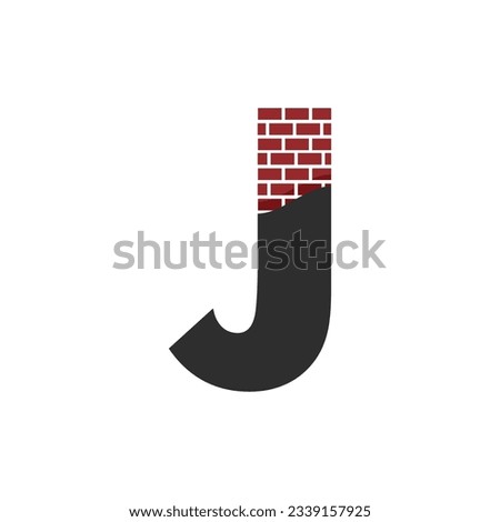 Letter J with Brick Wall logo vector design building company, Creative Initial letter and wall logo template