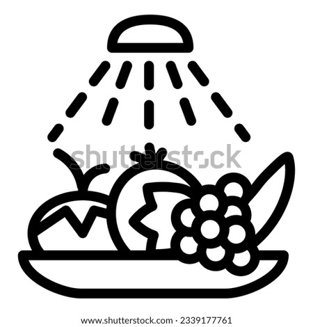 Wash food hygiene line icon. Disinfection fruits and vegetables outline style pictogram on white background. Coronavirus prevention signs for mobile concept and web design. Vector graphics Royalty-Free Stock Photo #2339177761