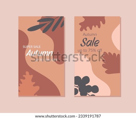 Autumn Seasonal Sale Posters. Soft abstract shapes and lettering