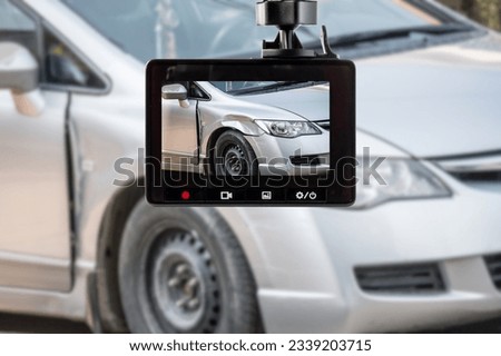 Car CCTV camera video recorder with car crash accident on the road Royalty-Free Stock Photo #2339203715