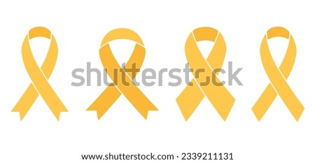 Yellow Ribbons in flat style on a blank background Royalty-Free Stock Photo #2339211131