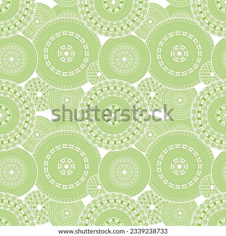 Decorative seamless pattern. Pattern brushes applied to concentric circles. Clipping mask applied.