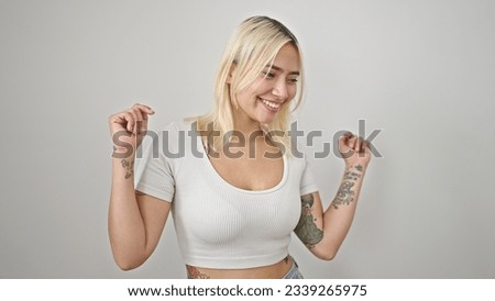 Young beautiful hispanic woman smiling confident dnacing over isolated white background