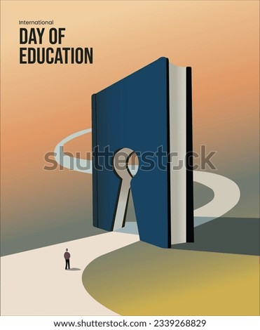 Success through knowledge, International day of Education, Educational success concept vector illustration for corporate, school, and library. Creative poster, banner, backdrop. Royalty-Free Stock Photo #2339268829