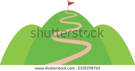 Illustration of a Mountain with a Destination and Route of Vector Royalty-Free Stock Photo #2339298765