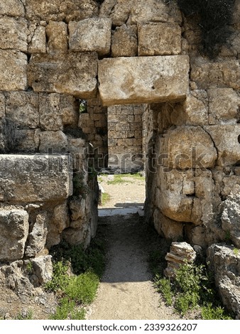 Perge ancient city in Antalya, Turkey. Historical rooms and house of Perge