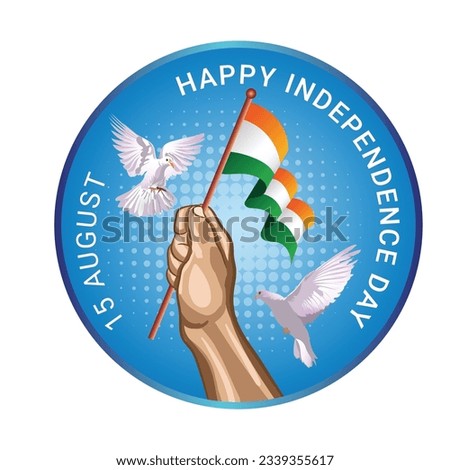 Happy independence day greeting with hold indian flag