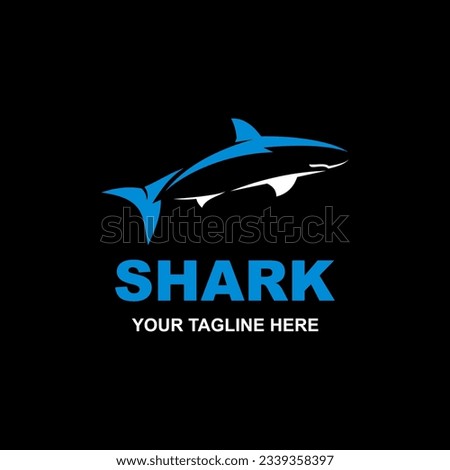 Shark Logo isolated on Black background. Design shark for logo, Simple and clean flat design of the shark logo template. Suitable for your design need, logo, illustration, animation, etc.