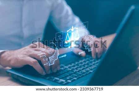 AI ethics or AI Law concept. Developing AI codes of ethics. Compliance, regulation, standard , business policy and responsibility for guarding against unintended bias in machine learning algorithms. Royalty-Free Stock Photo #2339367719