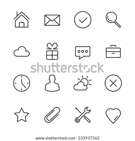 Vector Minimalism Style Design Black Icons Set. Isolated on white background. Royalty-Free Stock Photo #233937562