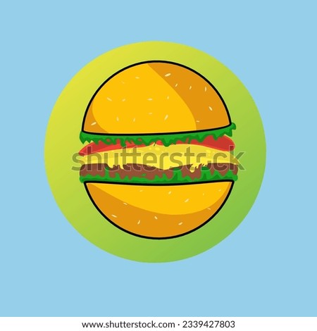 burger vector illustration on blue background