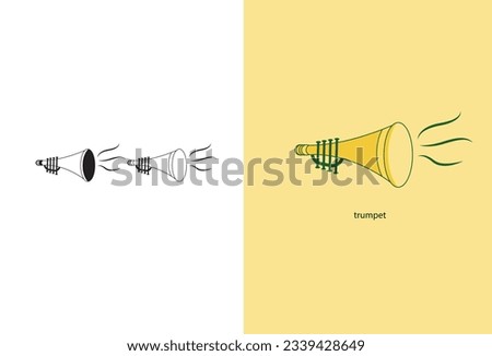 The vector illustration depicts a trumpet icon placed on a clean, white background, creating a striking and visually appealing image.