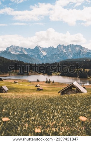 Lake Geroldsee, also Wagenbruchsee, With cabins Bavaria, Germany, Europe Royalty-Free Stock Photo #2339431847