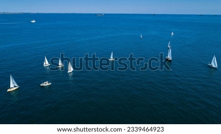 Regatta sailing yachts from above