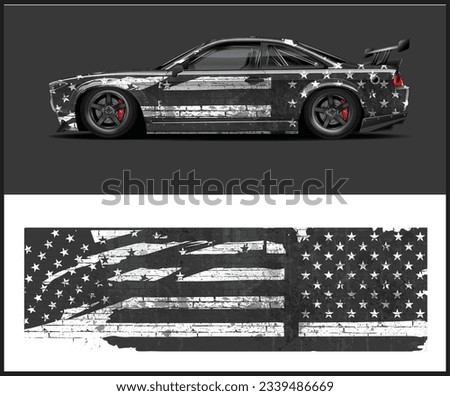 car wrap illustration  Black vintage usa flags illustration. vector american flag