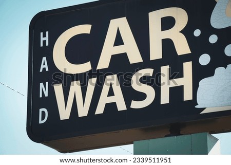 Old vintage retro hand car wash sign
