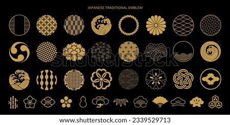 Elegant Japanese pattern decoration and icon collection. Royalty-Free Stock Photo #2339529713