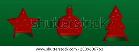 Set of podium platform to show product with christmas shape background. Green minimal scene for product display presentation