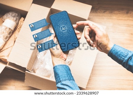 Online shopping concepts with person using device mobile and parcel box packet.delivery and shipping to customer.Business retail market Royalty-Free Stock Photo #2339628907