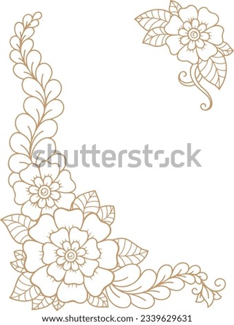 Hand Drawn Gold Colored Flower Wreath. Floral Vector Design Element for Birthday, New Year, Christmas Card, Wedding Invitation.