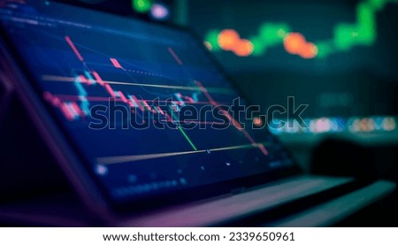 green candlesticks going up indicating crypto rising in value. Graphical representation of volumes and time intervals Royalty-Free Stock Photo #2339650961