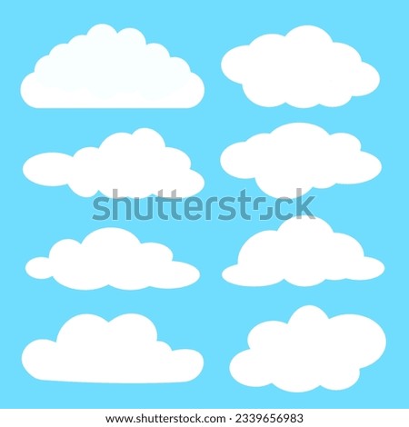 Set of cloud. Clouds collection. Cloud icon. Blue background. Vector illustration.