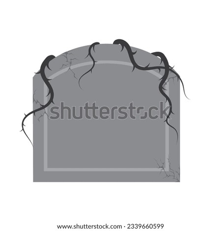 Vintage tombstone with branches of thorn vines graphic element design for decoration in Halloween.