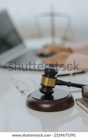 beautiful female lawyer reading contract