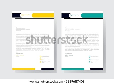Corporate letterhead Design Template, Yellow and Blue Fully Editable Professional Letterhead