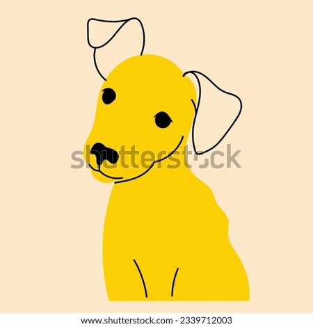 Yellow, fancy dog, puppy. Avatar, badge, poster, logo templates, print. Vector illustration in flat cartoon style
