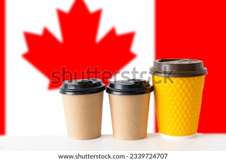 hot drink with Canada flag.