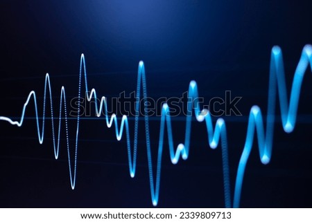 Seismogram. Waveform. Oscilloscope. Musical equalizer. Sound wave. Radio frequency Abstract closeup photo background copyspace Royalty-Free Stock Photo #2339809713