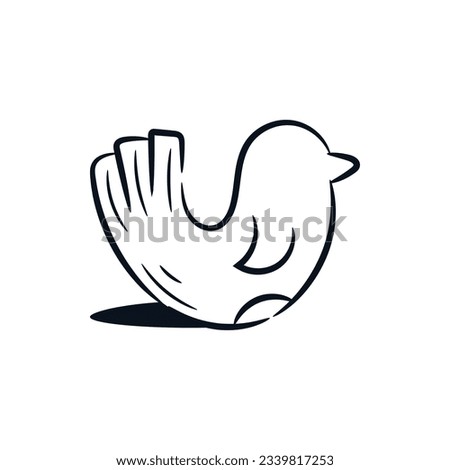 Bird or chicken hand drawn line clip art. Poultry outline cartoon doodle vector icon logo illustration