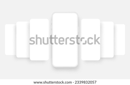 Clay Smartphone With Blank Wireframe Screens. Template for Mobile App Design. Vector Illustration