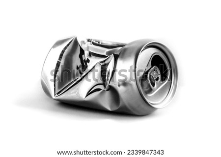 Aluminum can for beverage isolated on white. Still-life picture of a single metallic container on white background.